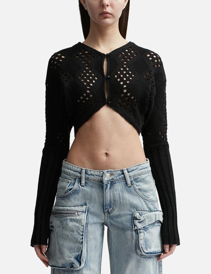 ARGYLE POINTELLE KNIT BOLERO by OPEN YY