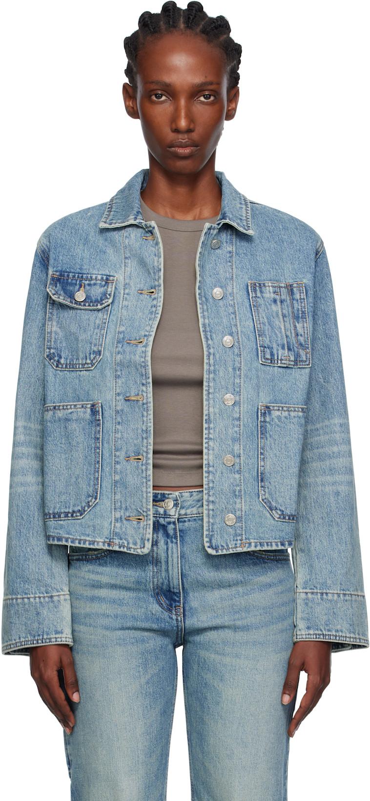 Blue Denim Trucker Jacket by OPEN YY