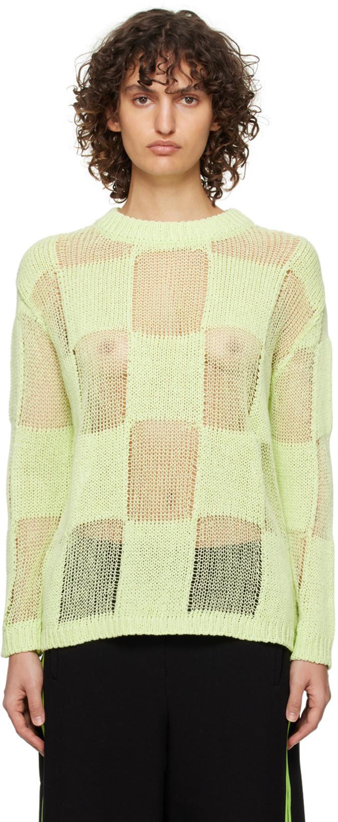 Green Check Sweater by OPEN YY