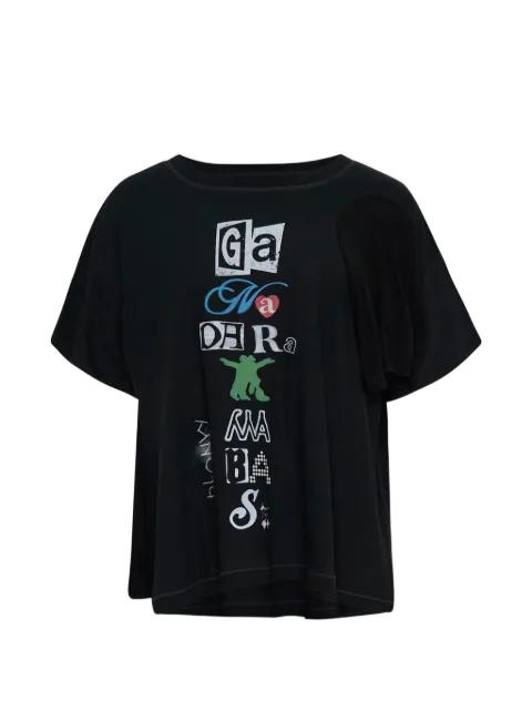Phonetic Tee graphic-print scoop-neck T-shirt by OPEN YY