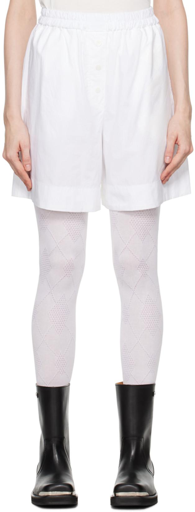 White Argyle Pyjama Shorts by OPEN YY
