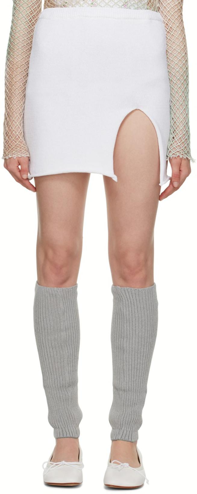 White Vented Miniskirt by OPEN YY