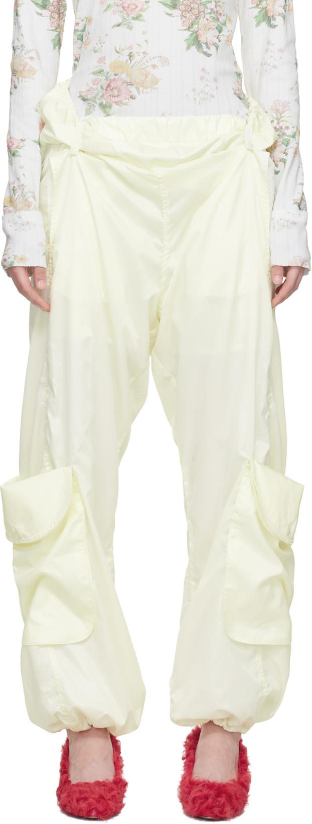 Yellow Rolled Waist Cargo Wind Cargo Pants by OPEN YY