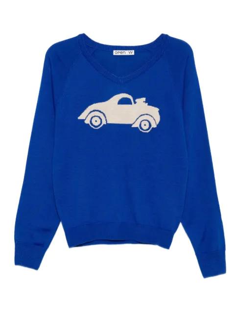 car graphic sweater by OPEN YY