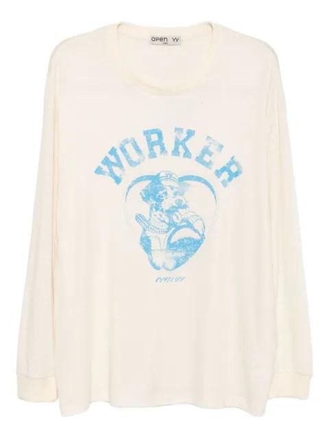 graphic-print T-shirt by OPEN YY