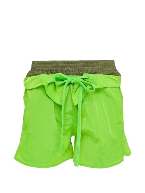 layered color-block shorts by OPEN YY
