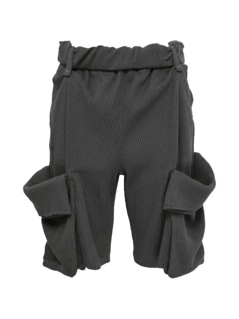 rolled waffle cargo shorts by OPEN YY