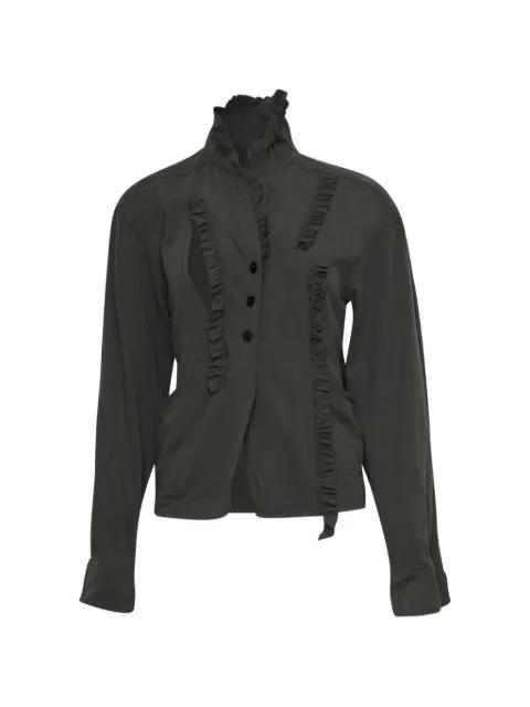 ruffled-neck fitted jacket by OPEN YY