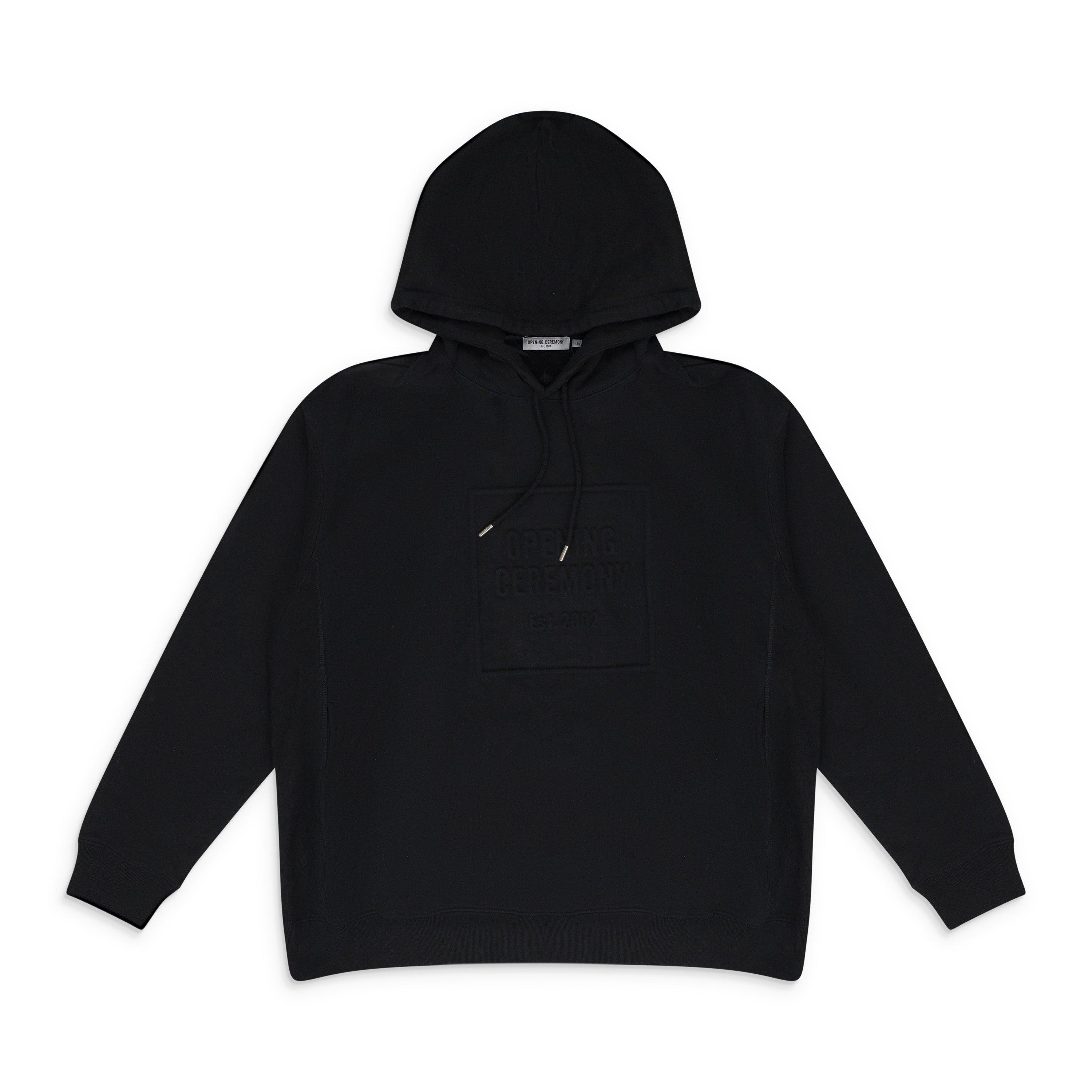 BLACK EMBOSSED BOX LOGO HOODIE by OPENING CEREMONY