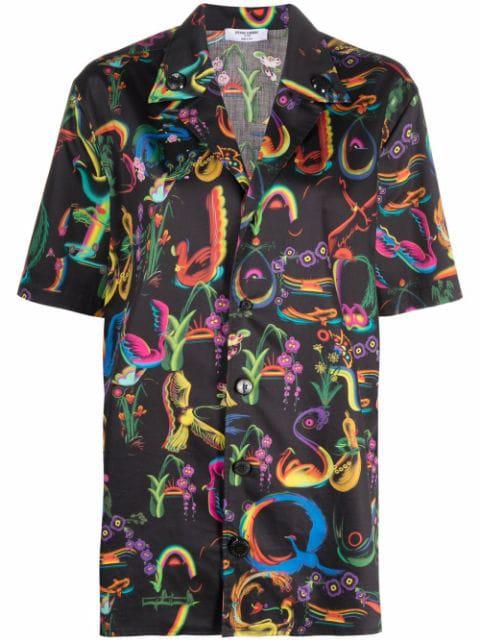 alphabet-print short-sleeved shirt by OPENING CEREMONY