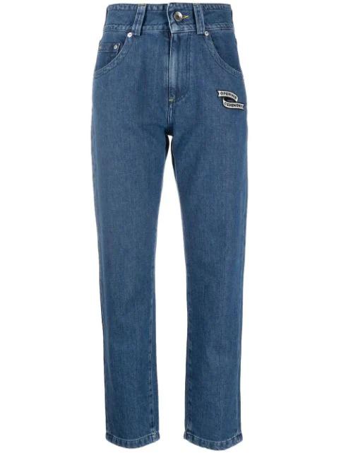 embroidered logo-patch cigarette jeans by OPENING CEREMONY