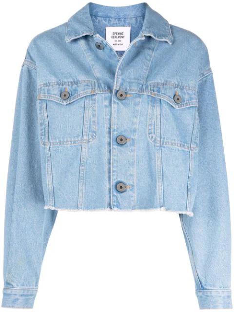 logo-print cropped denim jacket by OPENING CEREMONY