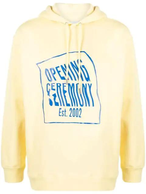 warped logo-print cotton hoodie by OPENING CEREMONY