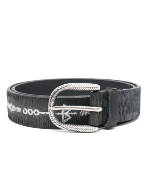 Blade embroidered leather belt by ORCIANI