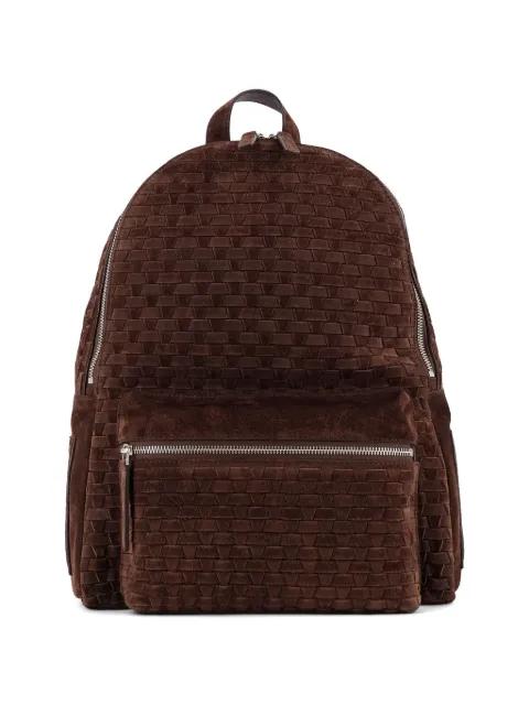 Laio Peach woven-pattern suede backpack by ORCIANI