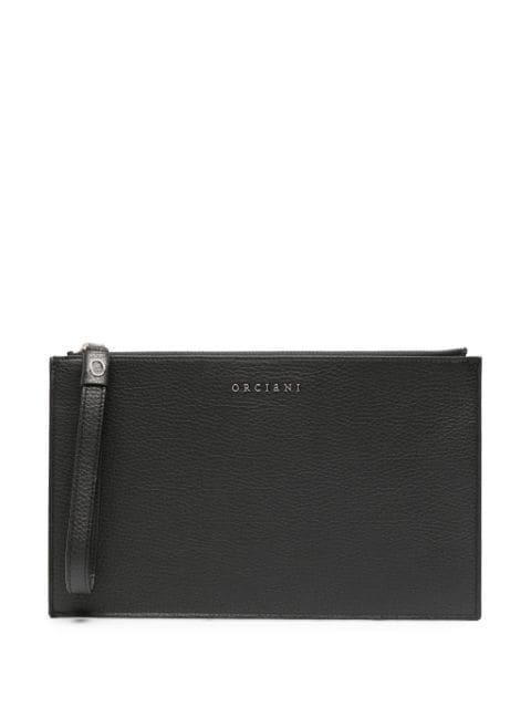 logo-lettering leather clutch by ORCIANI