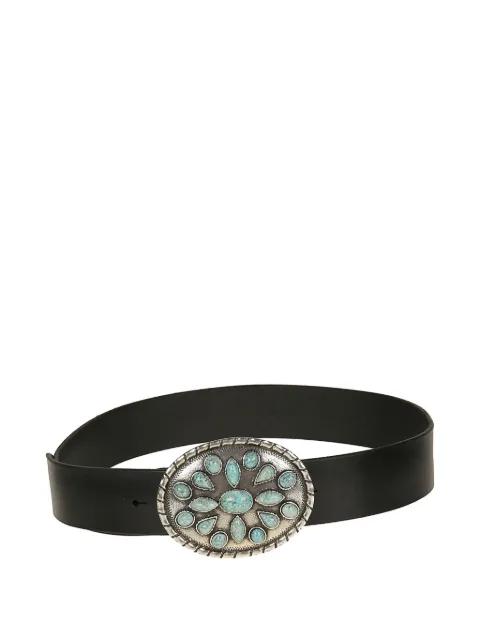 turquoise-embellished leather belt by ORCIANI