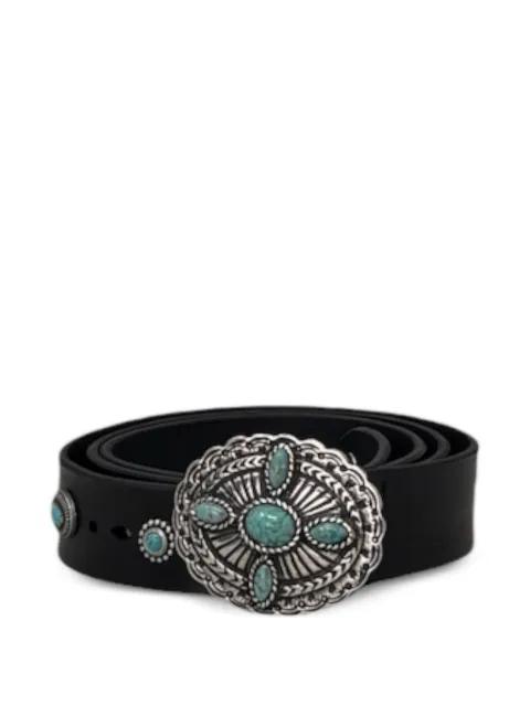 turquoise-embellished leather belt by ORCIANI