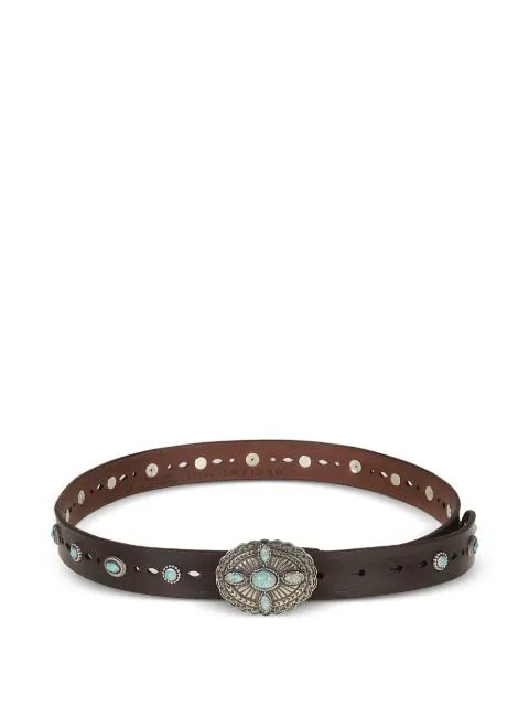turquoise-embellished perforated belt by ORCIANI