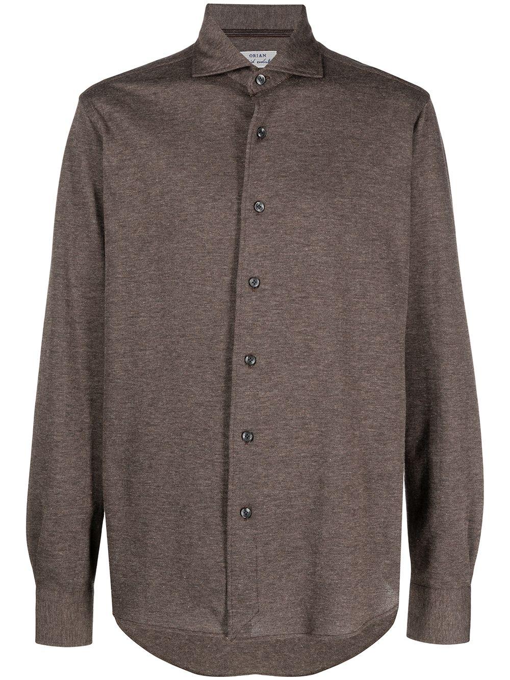spread collar piqué shirt by ORIAN