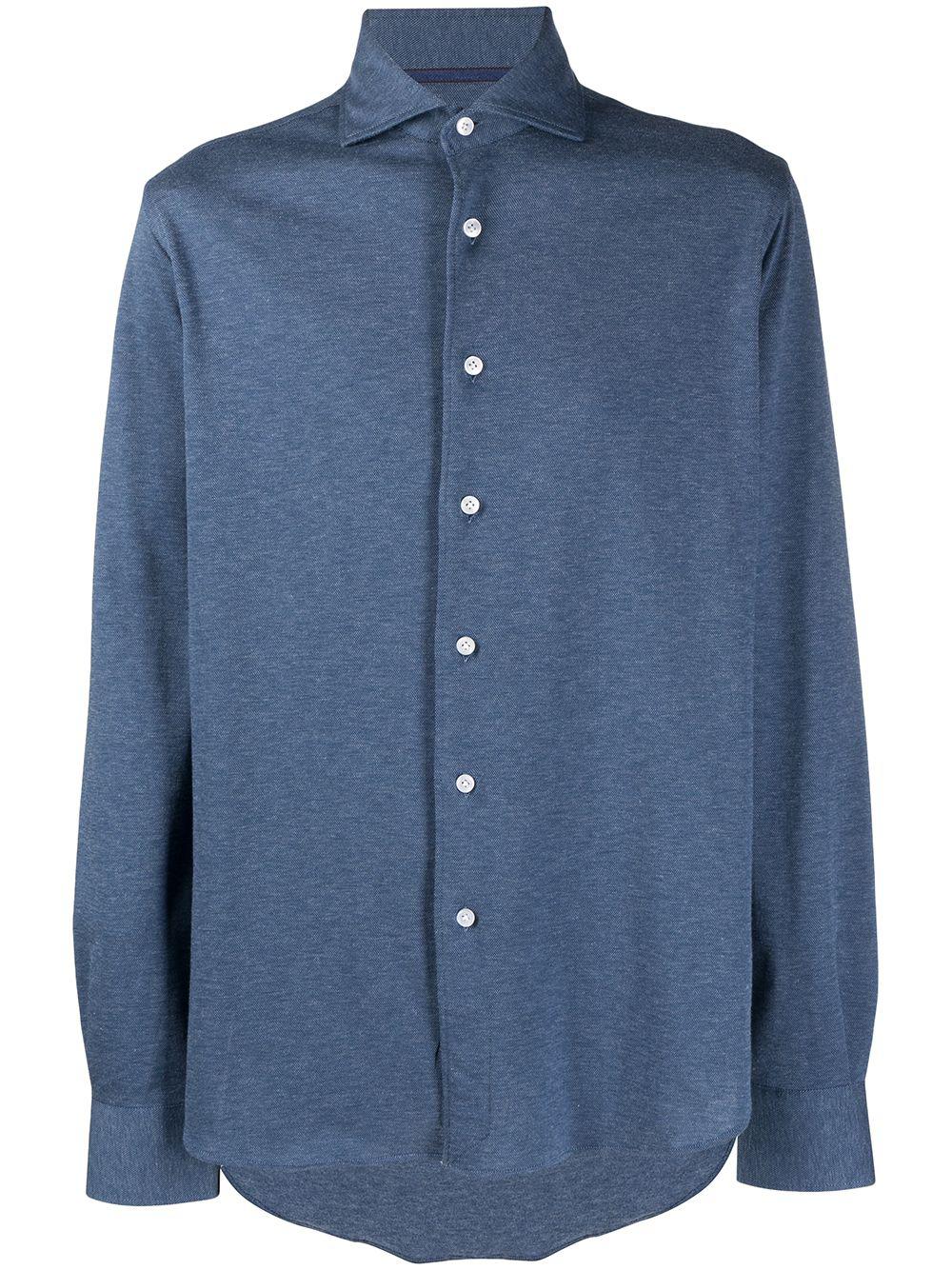 spread collar piqué shirt by ORIAN