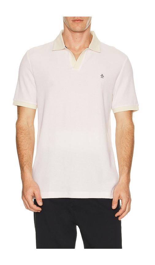 Original Penguin Jacquard Honeycomb Polo in Cream by ORIGINAL PENGUIN