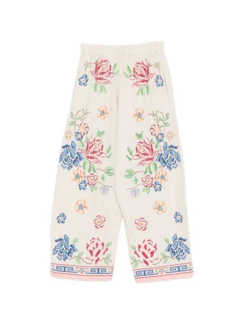 cross-stitch embroidered palazzo pants by ORSINA