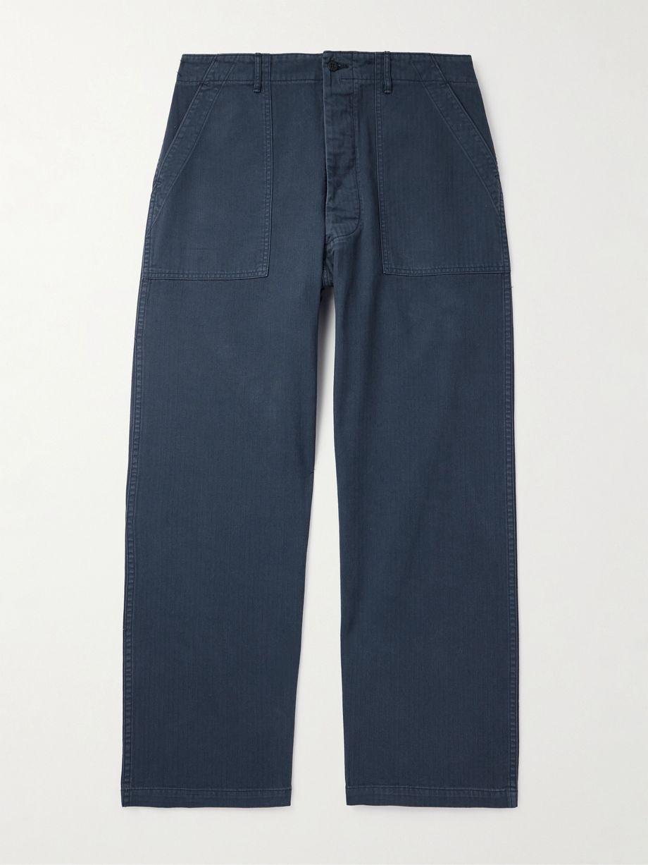 Straight-Leg Herringbone Cotton Trousers by ORSLOW Straight-Leg Herringbone Cotton Trousers by ORSLOW