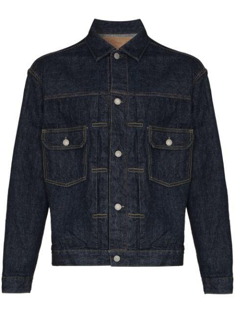 contrast-stitched denim jacket by ORSLOW