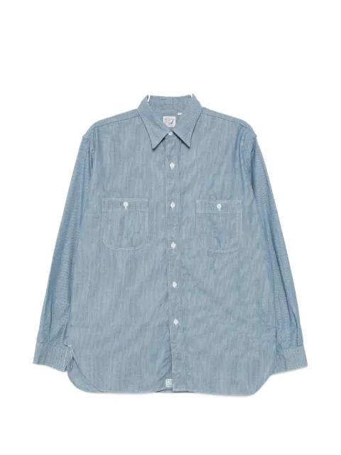 striped chest pockets shirt by ORSLOW