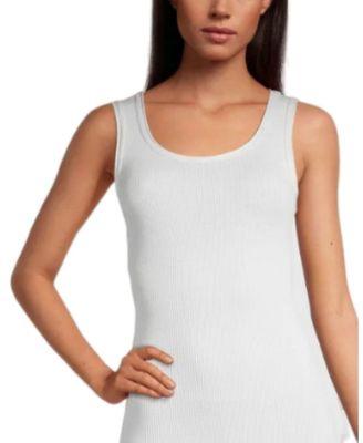 Ribbed Wool & Silk Scoop Neck Tank Top by OSCALITO