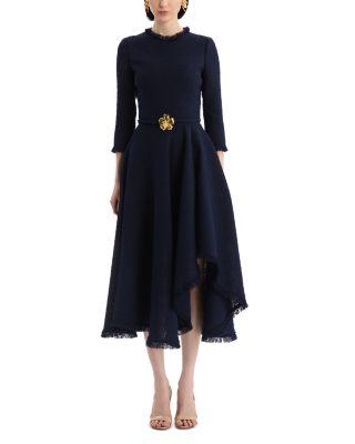 Asymmetrical Hem Slubby Tweed Dress by OSCAR DE LA RENTA
