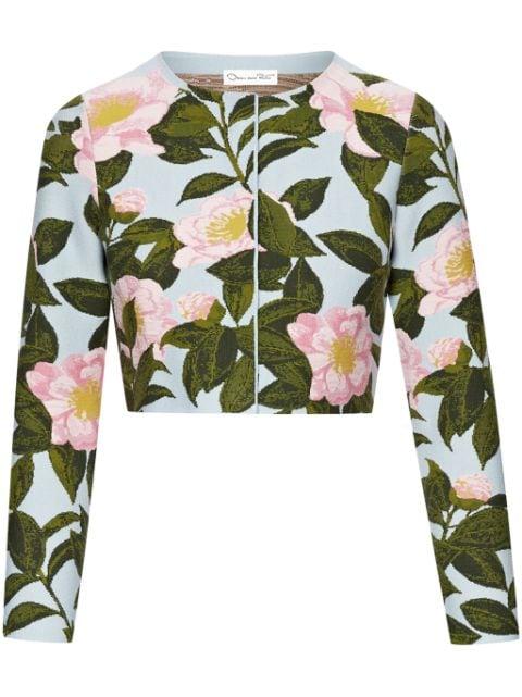Camellia floral-jacquard cardigan by OSCAR DE LA RENTA