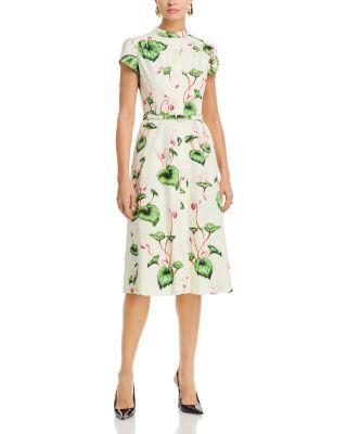 Cap Sleeve Chine Cyclamen Poplin Day Dress by OSCAR DE LA RENTA