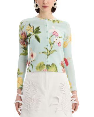 Chine Knit Twinset Cardigan Sweater by OSCAR DE LA RENTA