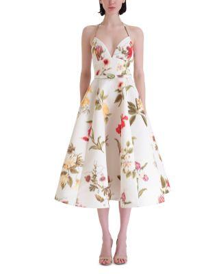 Chine Multi Floral Faille Cocktail Dress by OSCAR DE LA RENTA