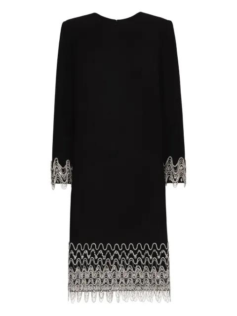 Crystal Wave Embroidered Shift Dress by OSCAR DE LA RENTA