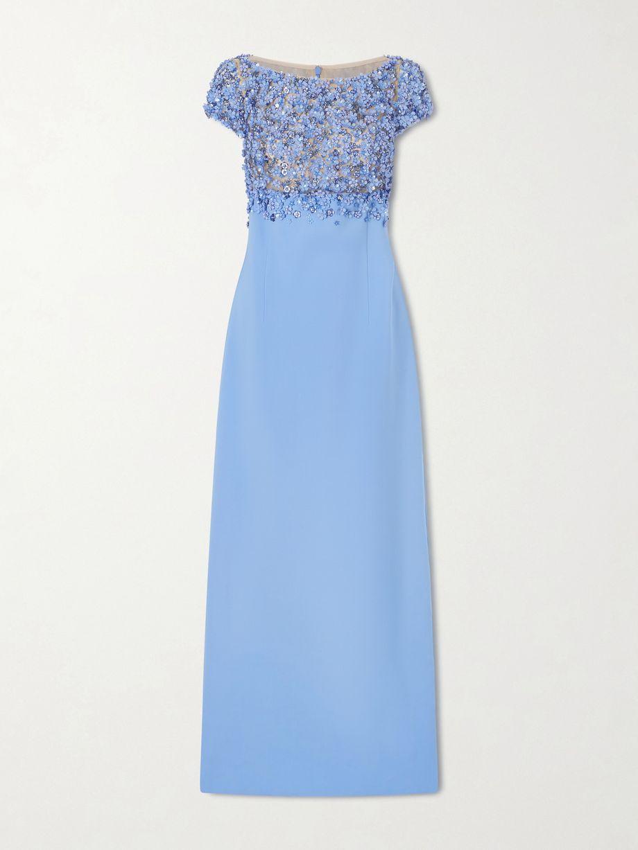 Crystal-embellished embroidered wool-blend gown by OSCAR DE LA RENTA