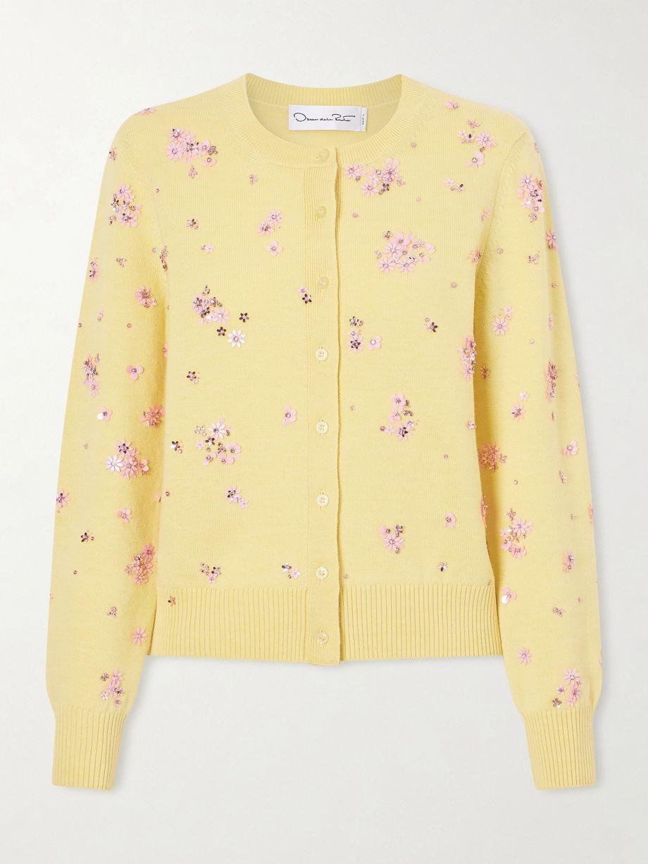 Crystal-embellished wool cardigan by OSCAR DE LA RENTA