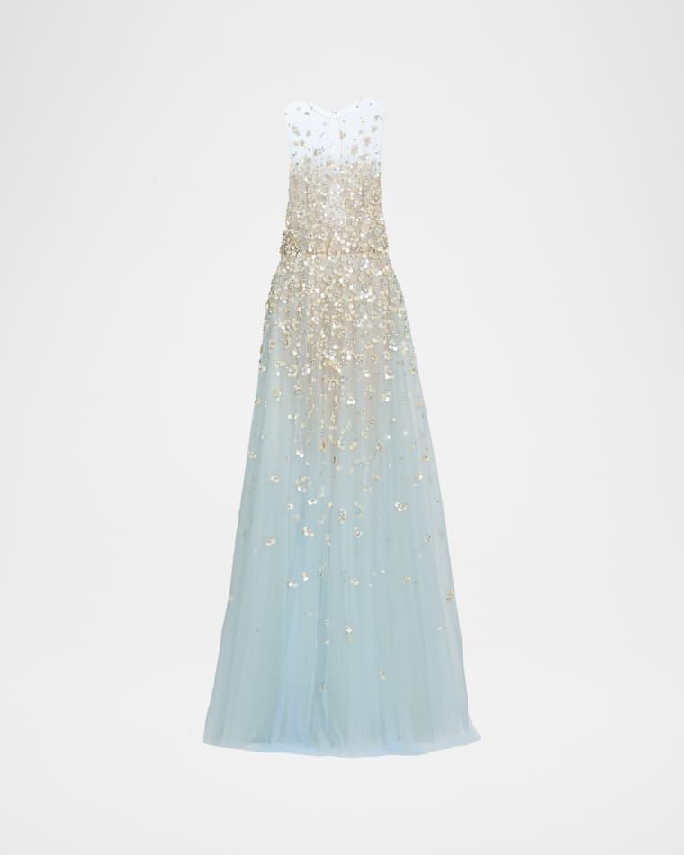 Degrade Embellished Sheer Tulle Gown by OSCAR DE LA RENTA