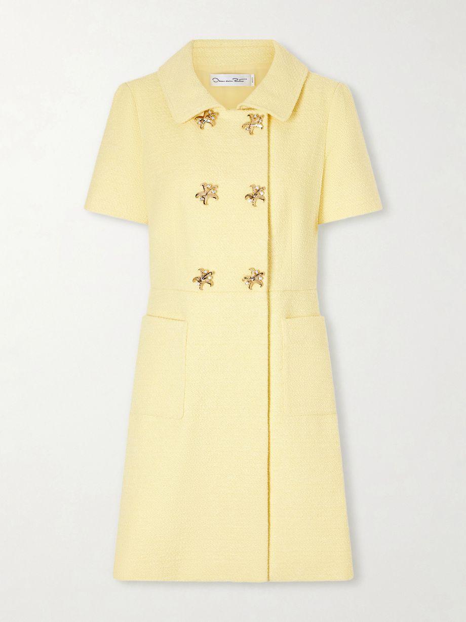 Double-breasted cotton-blend tweed mini dress by OSCAR DE LA RENTA