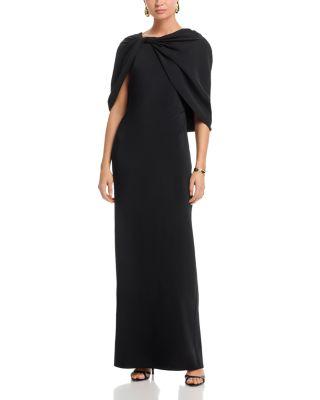 Draped Sleeve Cady Column Gown by OSCAR DE LA RENTA