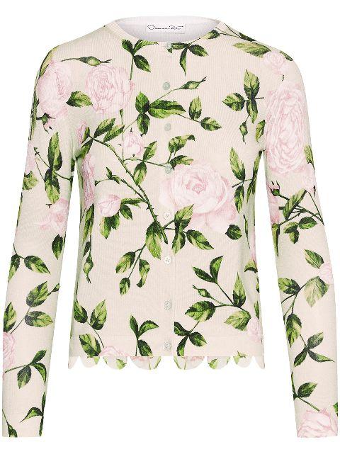 English Rose print cardigan by OSCAR DE LA RENTA