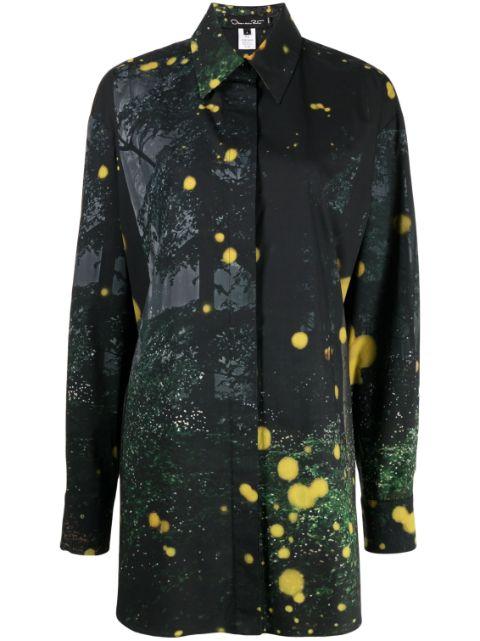 Firefly-print long-sleeve shirt by OSCAR DE LA RENTA