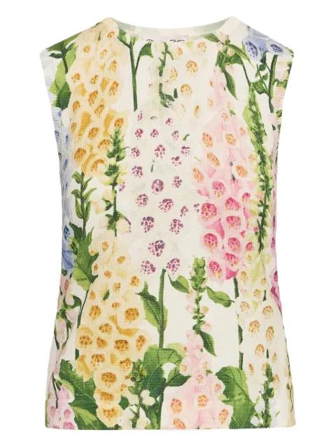 Foxglove printed tank top by OSCAR DE LA RENTA