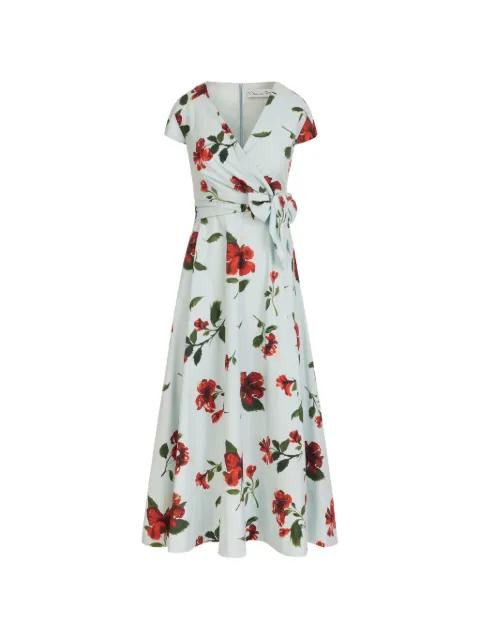 Hibiscus cotton poplin wrap dress by OSCAR DE LA RENTA