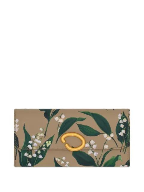 Lily of the Valley-printed Continental wallet by OSCAR DE LA RENTA