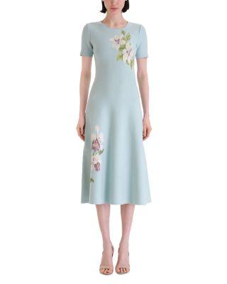 Long A Line Chine Jacquard Knit Dress by OSCAR DE LA RENTA
