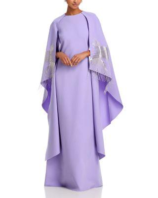 Long Sleeve Cape Gown by OSCAR DE LA RENTA