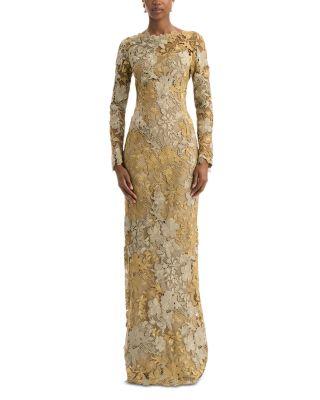 Metallic Hibiscus Gown by OSCAR DE LA RENTA
